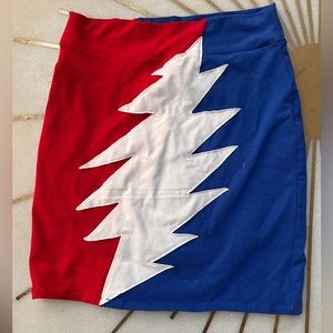 Grateful Dead 13 point lightening bolt miniskirt